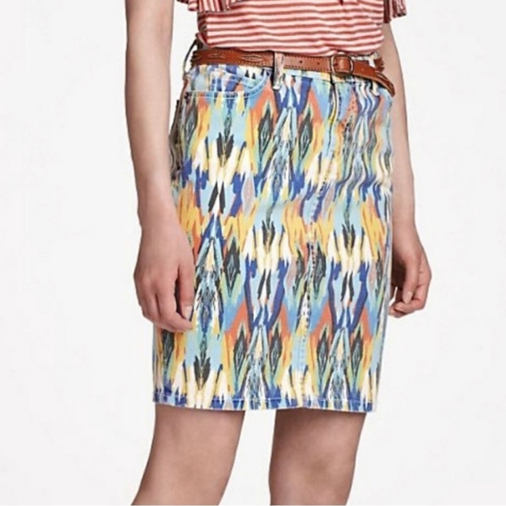 Elliott Current Elliot Multicolor Arrow Stiletto Cotton Pencil Skirt EUC Size 27